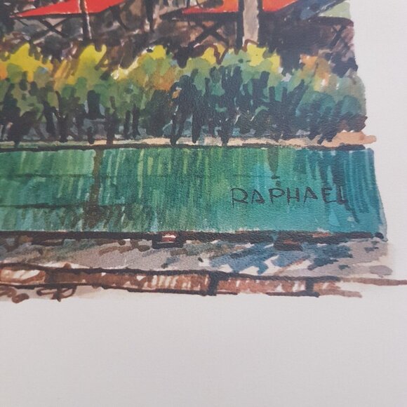 Paris Place du Tertre Unframed Painting Signed Raphael Beautiful - Picture 9 of 9